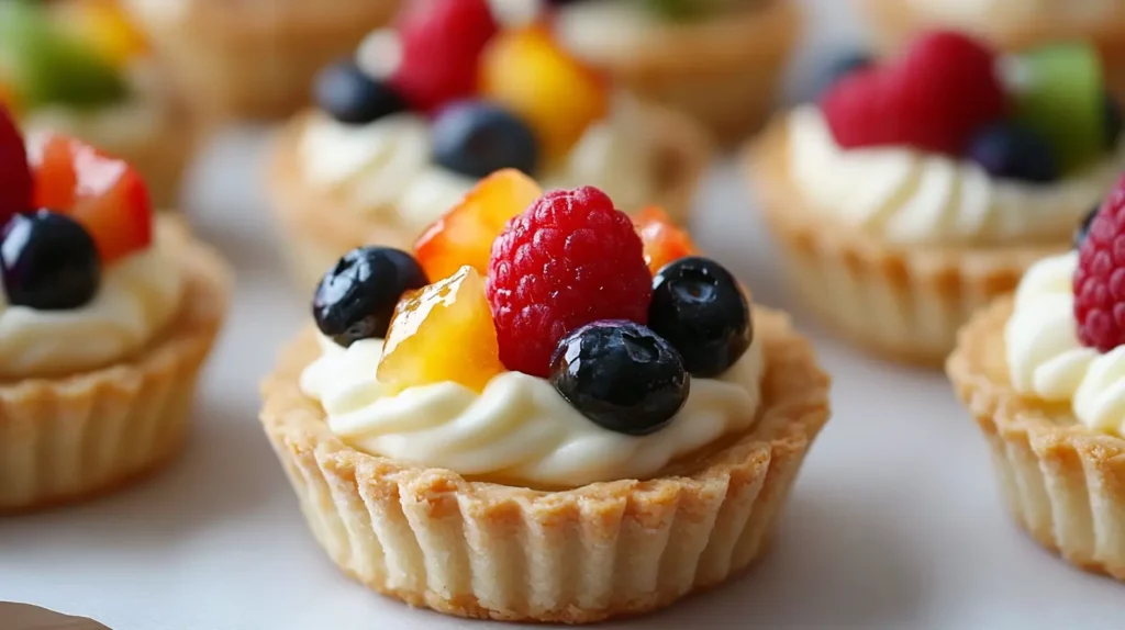 Mini fruit tarts with almond cream for brunch