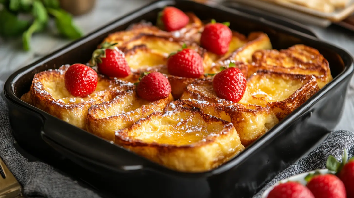 Brioche French toast casserole for brunch gatherings