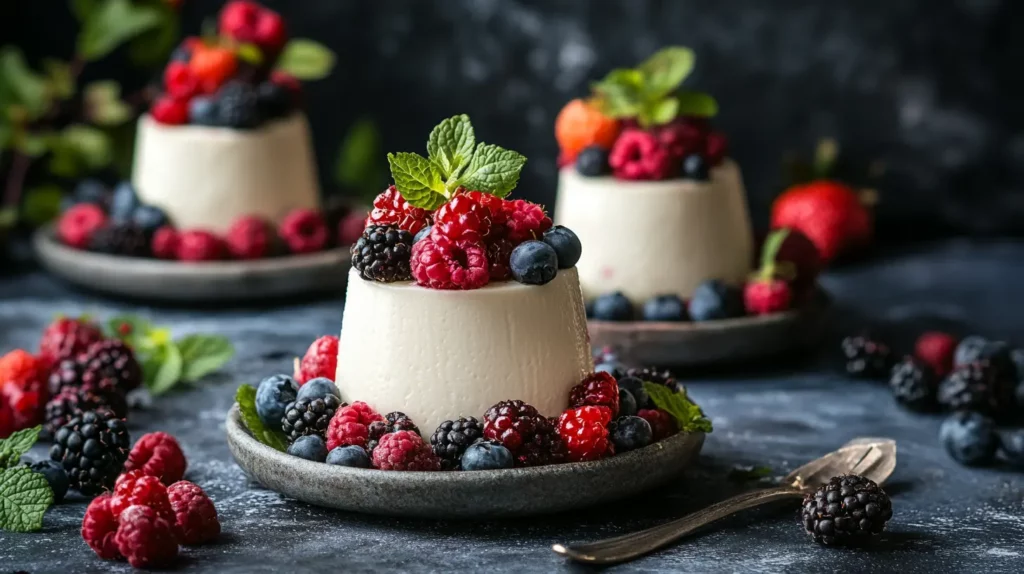 Brunch panna cotta with fresh berries