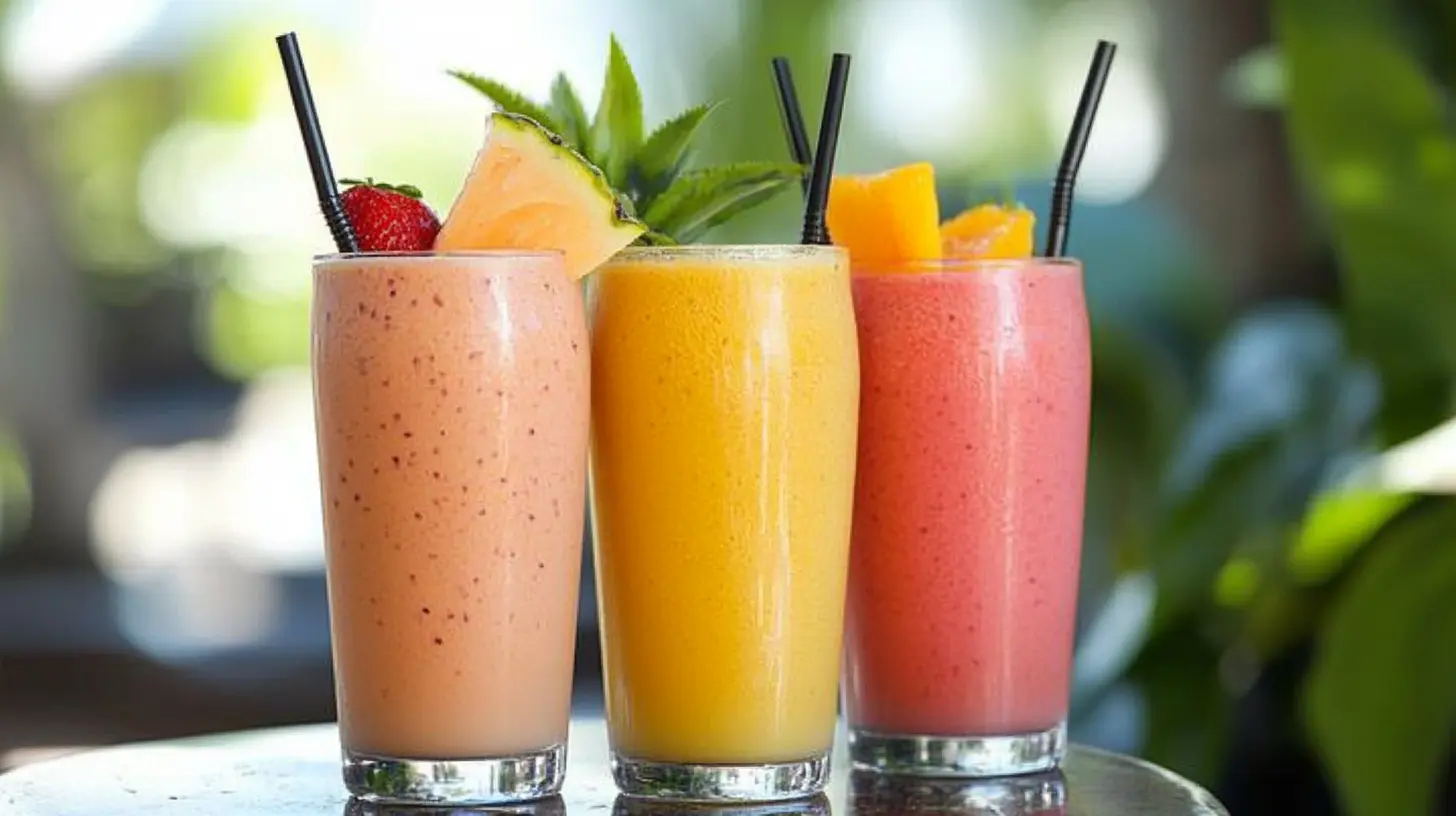 Brunch smoothies with tropical fruit blends