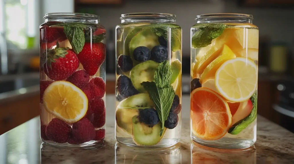 Fruit-infused waters for brunch