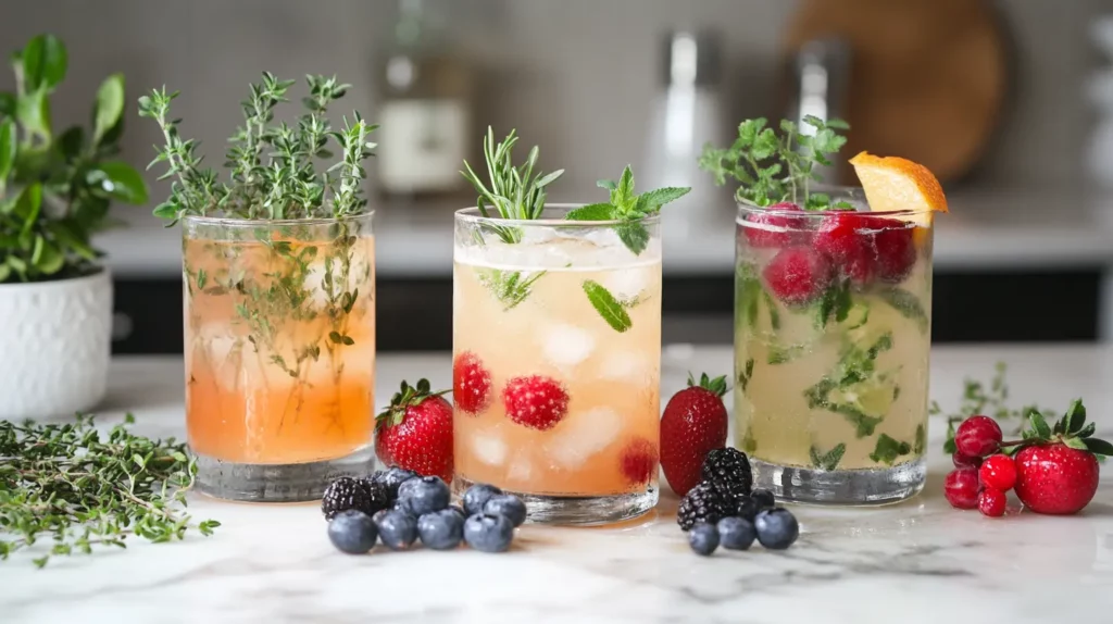 Herb-infused brunch mocktails with fresh fruits