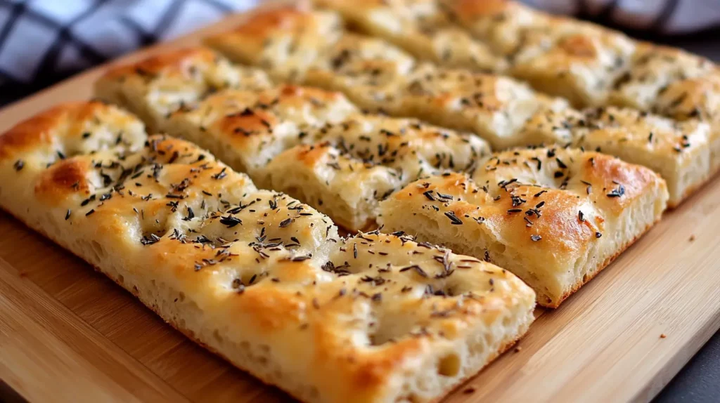 Herb-infused focaccia for a Mediterranean brunch