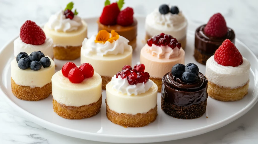 Mini cheesecakes for a brunch dessert platter