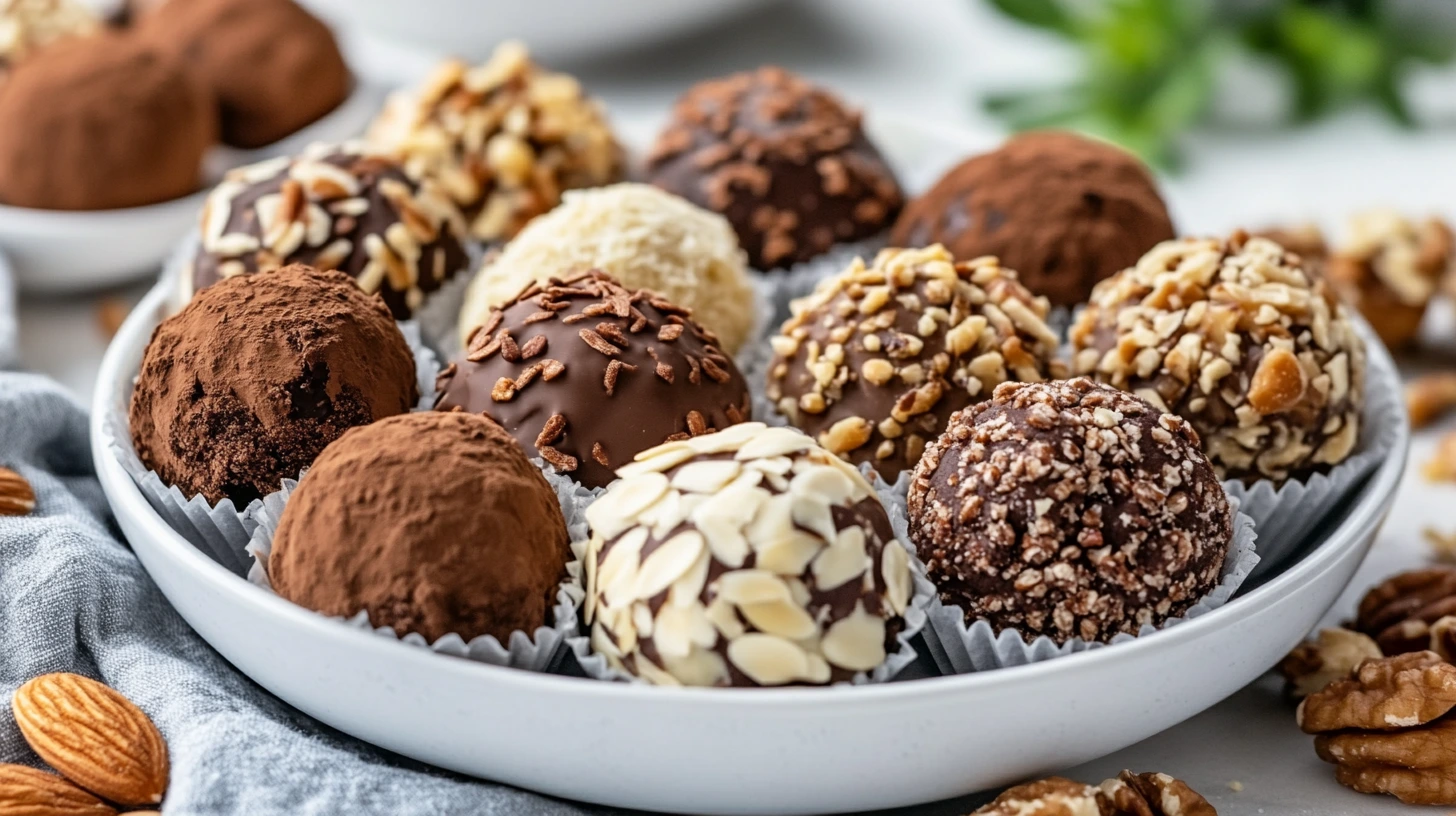 No-bake brunch truffles with nutty fillings