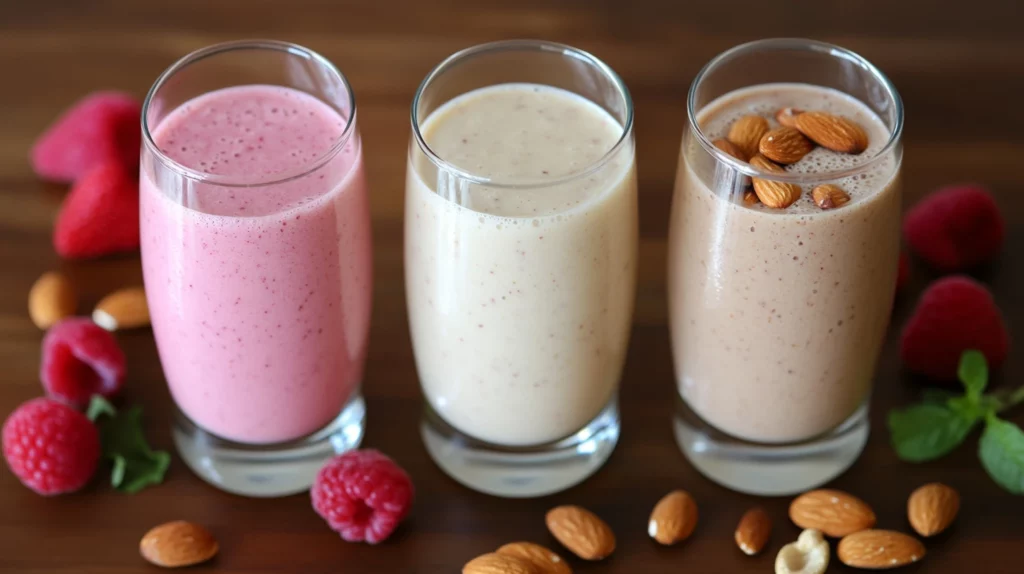 Nut milk protein smoothies for a hearty brunch