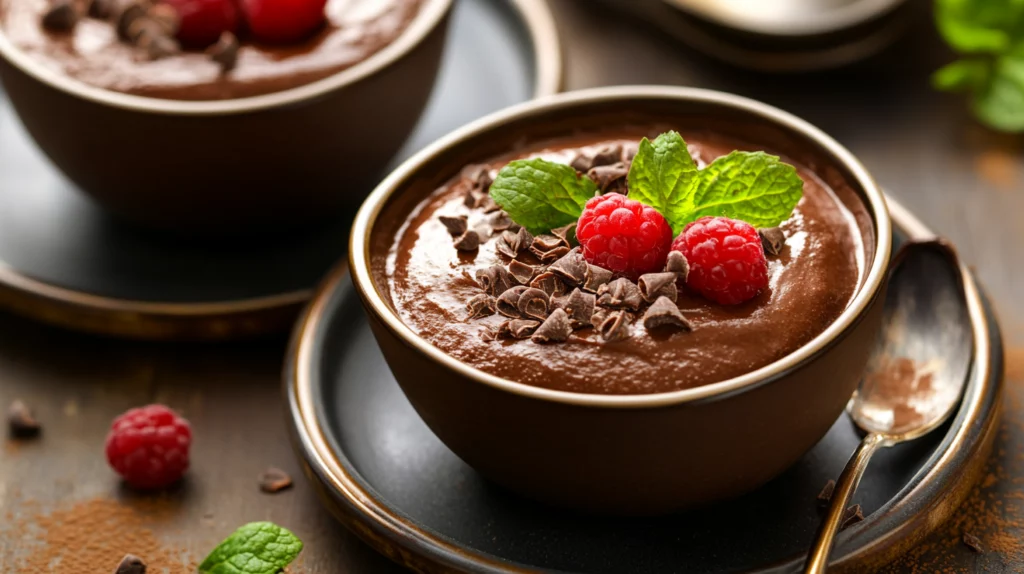 Vegan chocolate mousse for a healthy brunch dessert