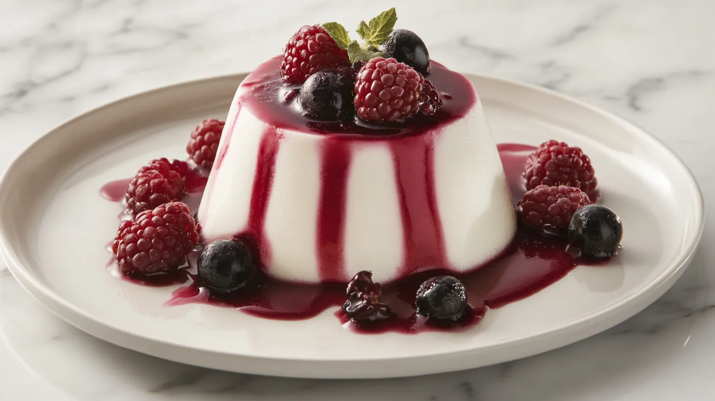 Yogurt panna cotta with fresh berry toppings