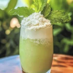 FROSTED COCONUT MOJITO WITH WHITE CHOCOLATE PEPPERMINT DRIZZLE