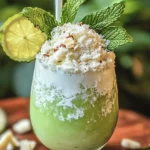 FROSTED COCONUT MOJITO WITH WHITE CHOCOLATE PEPPERMINT DRIZZLE