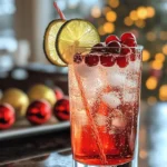 SPARKLING CHRISTMAS COLLINS WITH CRANBERRY-LIME SYRUP