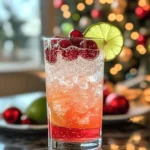 SPARKLING CHRISTMAS COLLINS WITH CRANBERRY-LIME SYRUP