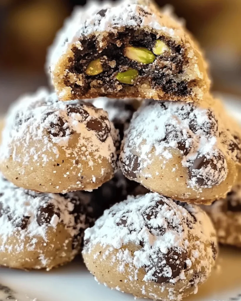 DARK CHOCOLATE PISTACHIO SNOWBALL BLISS COOKIES