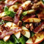 CARAMELIZED APPLE PECAN CRISPY BACON SALAD WITH CIDER MAPLE DRIZZLE