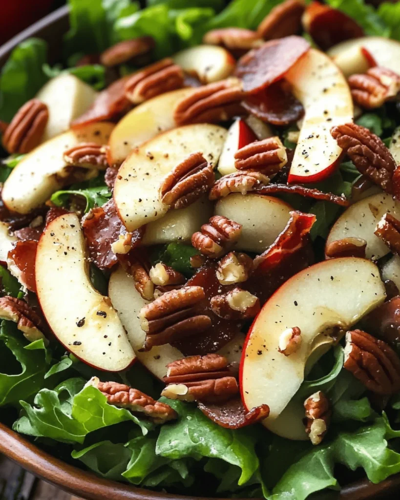 APPLE PECAN AND BACON SALAD WITH MAPLE VINAIGRETTE DRESSING