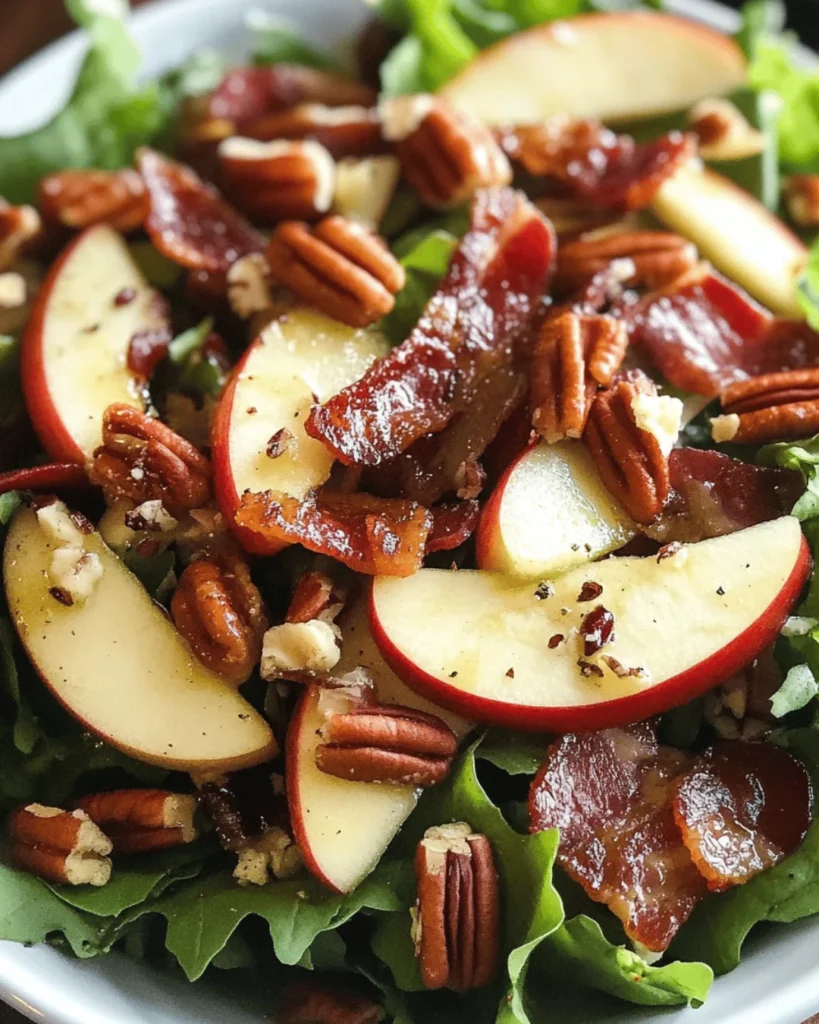 APPLE PECAN AND BACON SALAD WITH MAPLE VINAIGRETTE DRESSING