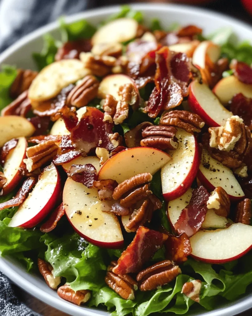 APPLE PECAN AND BACON SALAD WITH MAPLE VINAIGRETTE DRESSING