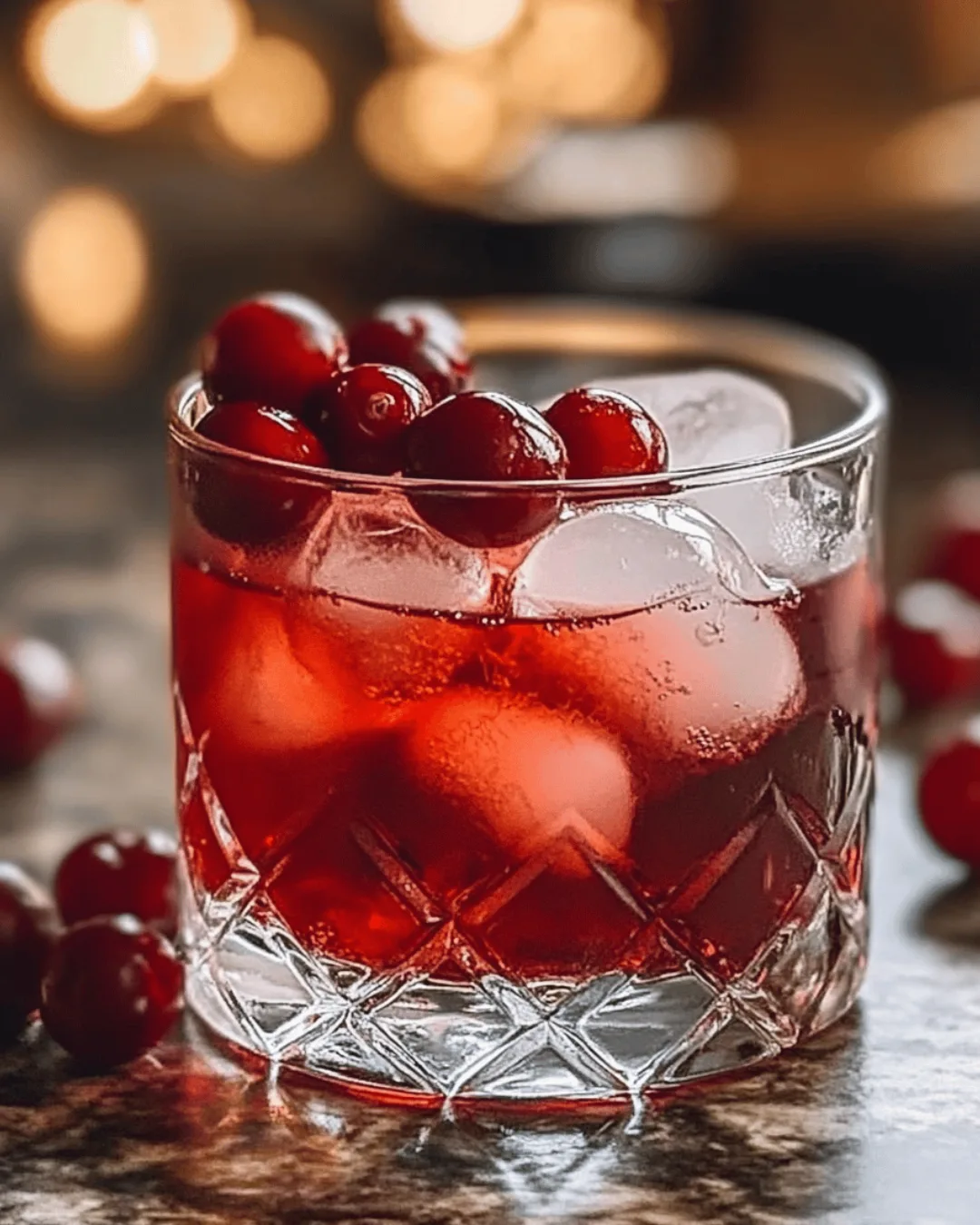 BLACKCURRANT CRANBERRY OLD FASHIONED WITH BOURBON ZEST