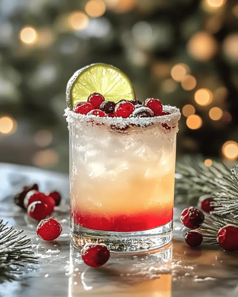 FESTIVE WINTER LIME COLLINS WITH SUGARED CRANBERRIES