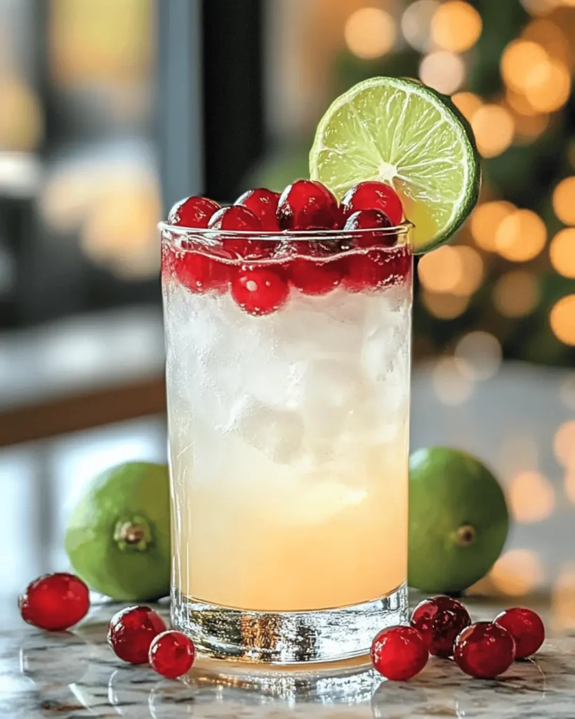 FESTIVE WINTER LIME COLLINS WITH SUGARED CRANBERRIES